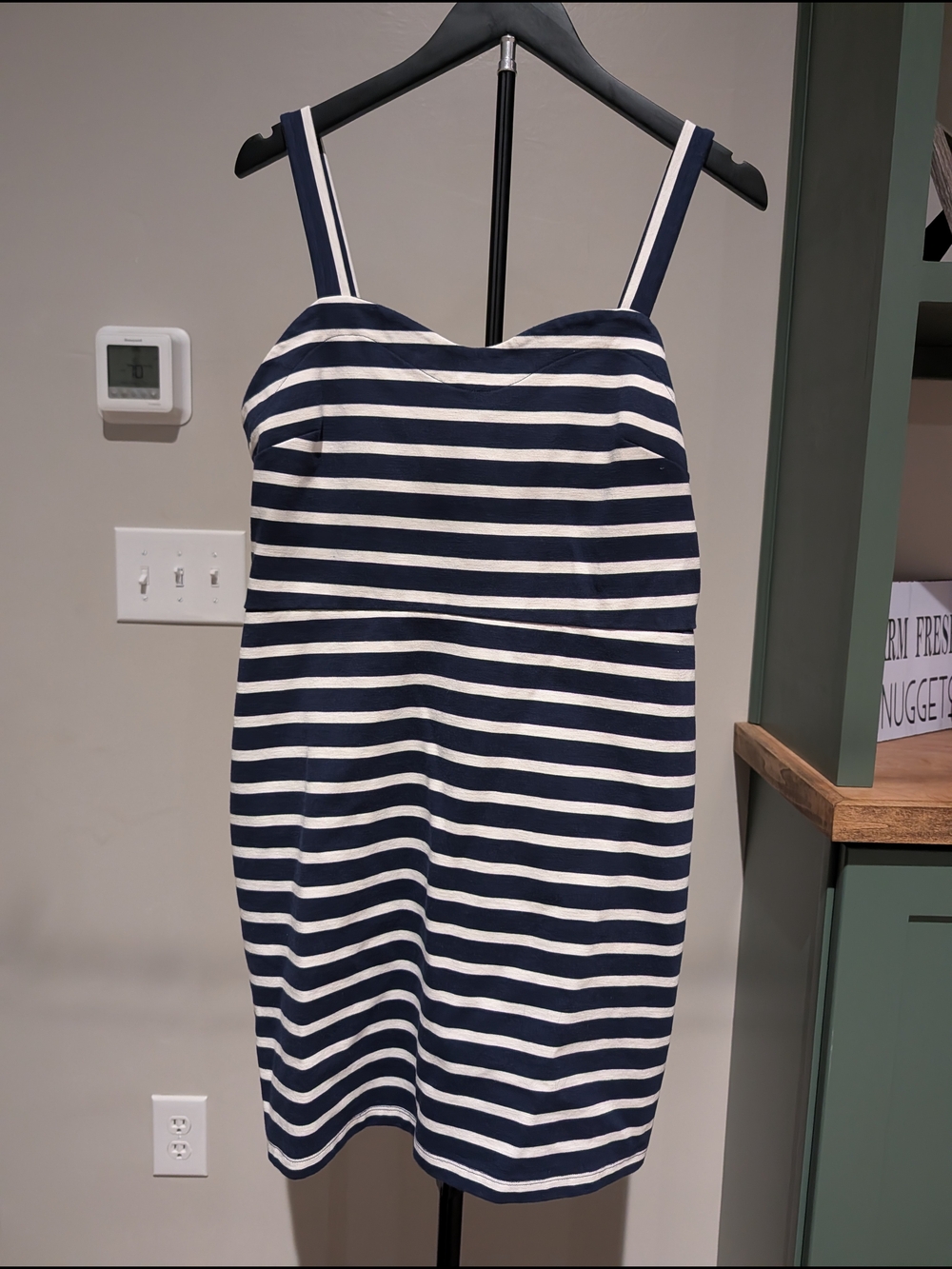 Old Navy-Navy and White Striped Sleeveless Sundress